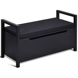 Ecooso - 34.5 x 15.5 x 19.5 Inch Shoe Storage Bench Entryway Organizer with Cushion Seat - Black