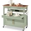 Front. Best Choice Products - Best Choice Products 36in Large Rolling Kitchen Island Cart, 2-Door Cabinet, Outlet, Hooks, & Wheels - Pistachio Green - Pistachio Green.
