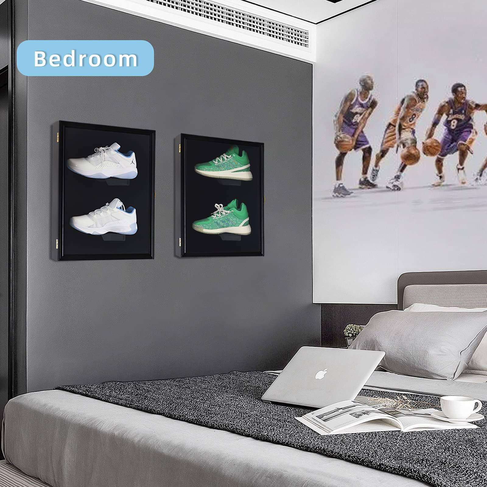 Alt View 1. Cedar Assembly - Memorabilia Shoe Display Case Wooden Frame Wall Mount Acrylic Clear Door Sneaker Cabinet Containers Storage... - 2xie cherry.