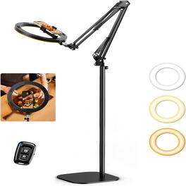 PARKER SLATER - 10” Ring Light with Stand Tripod, Tall 70.8” Adjustable Overhead Phone Mount Selfie Light with Holder for iPhone, Video