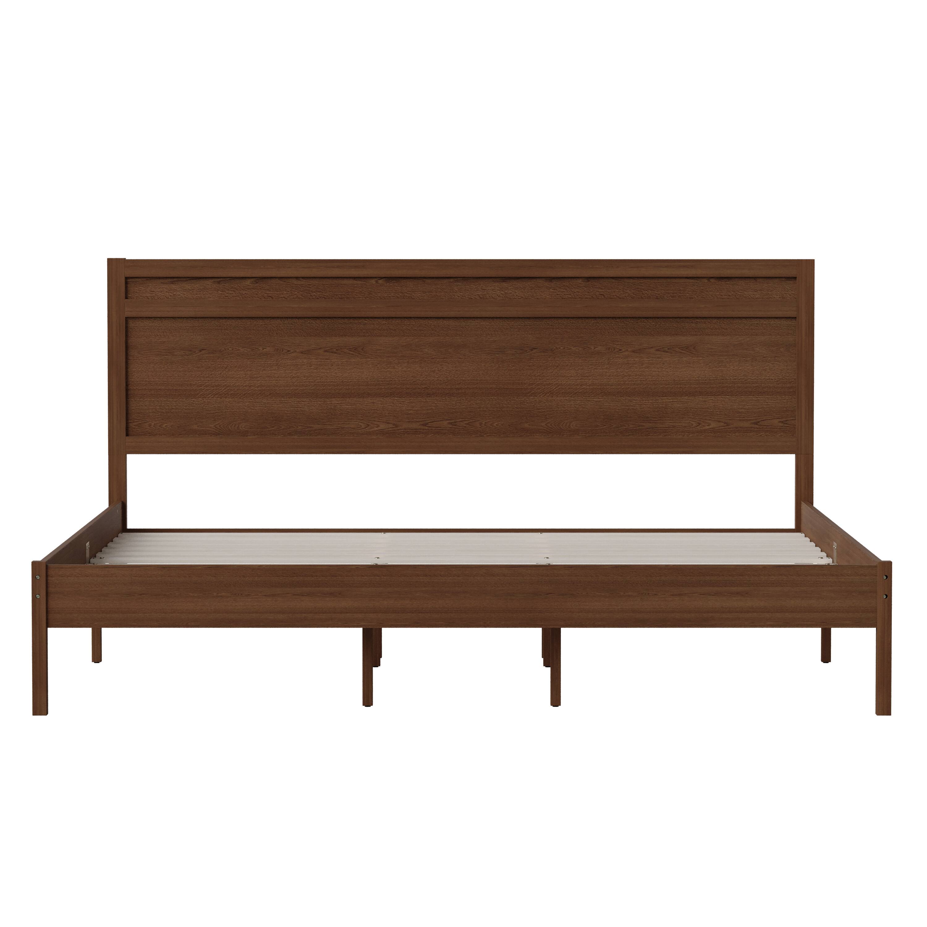 Alt View 9. Emma + Oliver - Allanza Classic Wooden Platform Bed with Headboard - Brown.