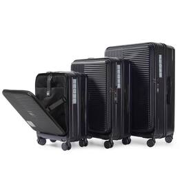 BreeBe - Luggage,with front opening,TSA approved lock,hardshell suitcase - Black