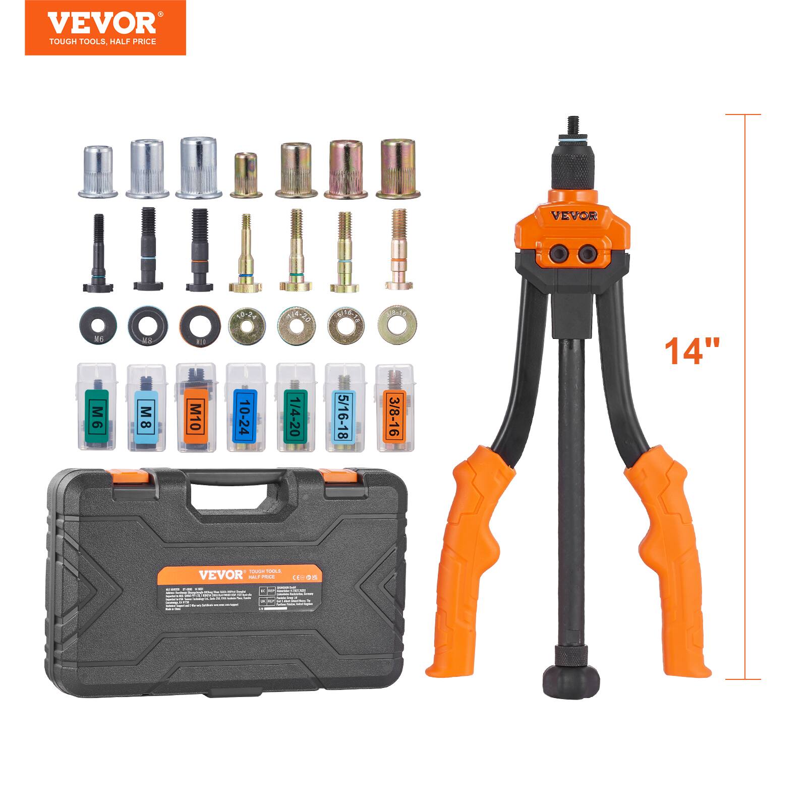 VEVOR TOUGH TOOLS, HALF PRICE

VEVOR N M6 M8 M10 50-24 10-24 ALA-20 1/4-20 CTLET 5/16-18 3/8-16 14"
