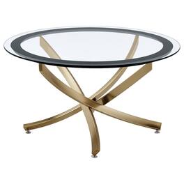 Coaster Co. of America - Brooke Round Glass Top Coffee Table Metal Base Brass - Red