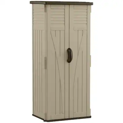 Front. Suncast - Suncast 22 Cubic Feet All-Weather Vertical Tall Outdoor Storage Shed, Brown - Brown.