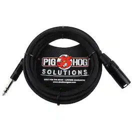 Pig Hog - 1/4" TRS to XLR Balance Adaptor Cable, 10 Feet PX-TMXM2 - Black