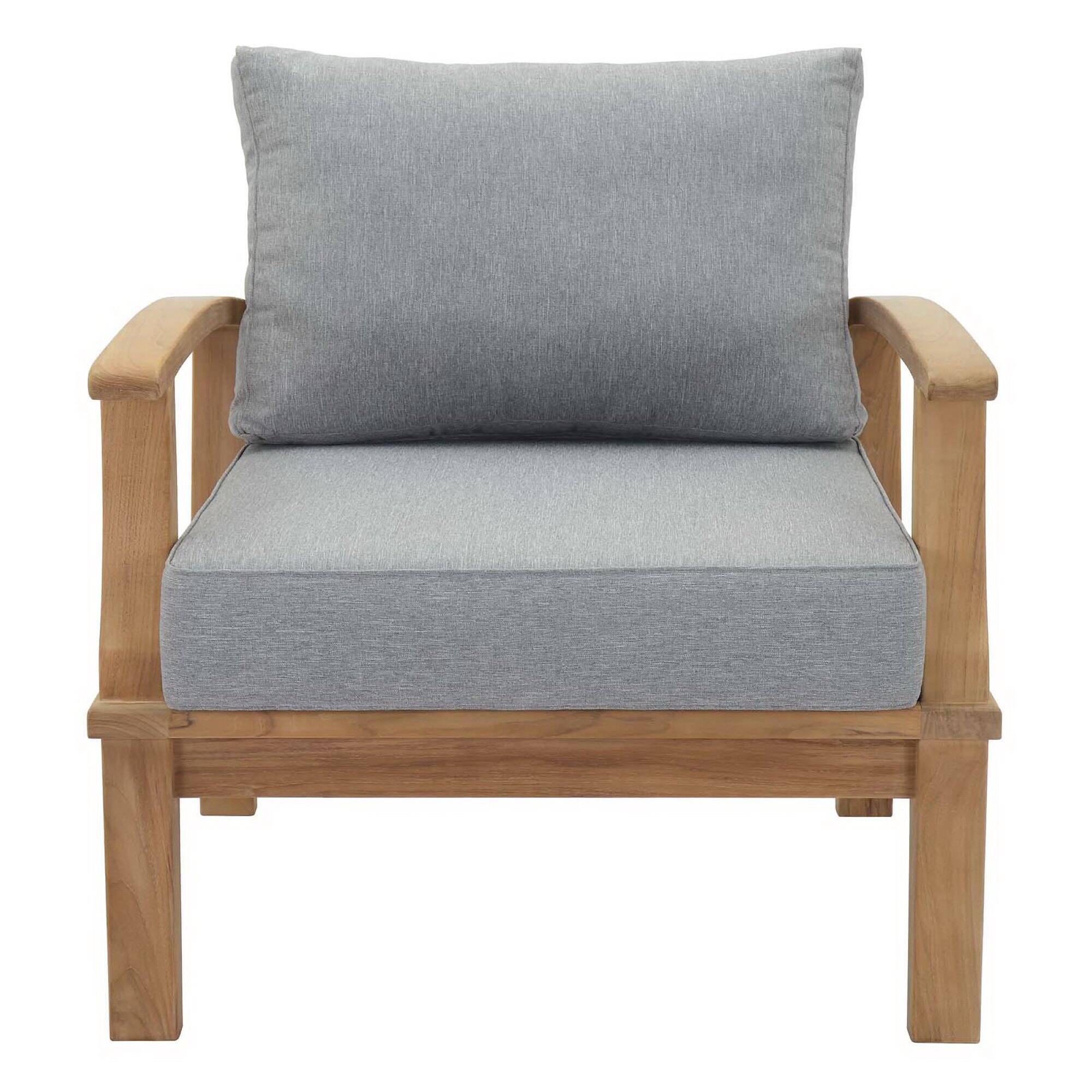 Alt View 3. Modway - Marina Outdoor Patio Teak Armchair by Modway - Natural Gray.
