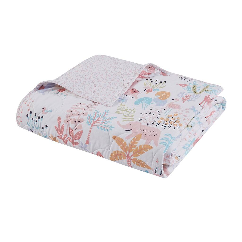 Alt View 3. Gracie Mills - Gracie Mills Illyria Animals Reversible Cotton Quilt Set - Blush.