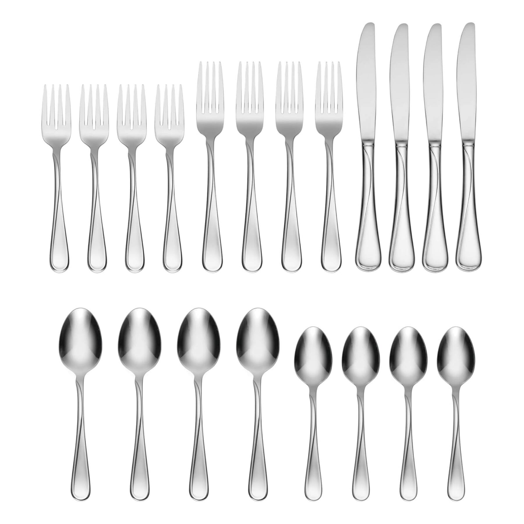 Alt View 1. Dazzed Corner - Stainless Steel Silverware Set For 4,20-Piece Flatware Set, Service For 4 - Silver.