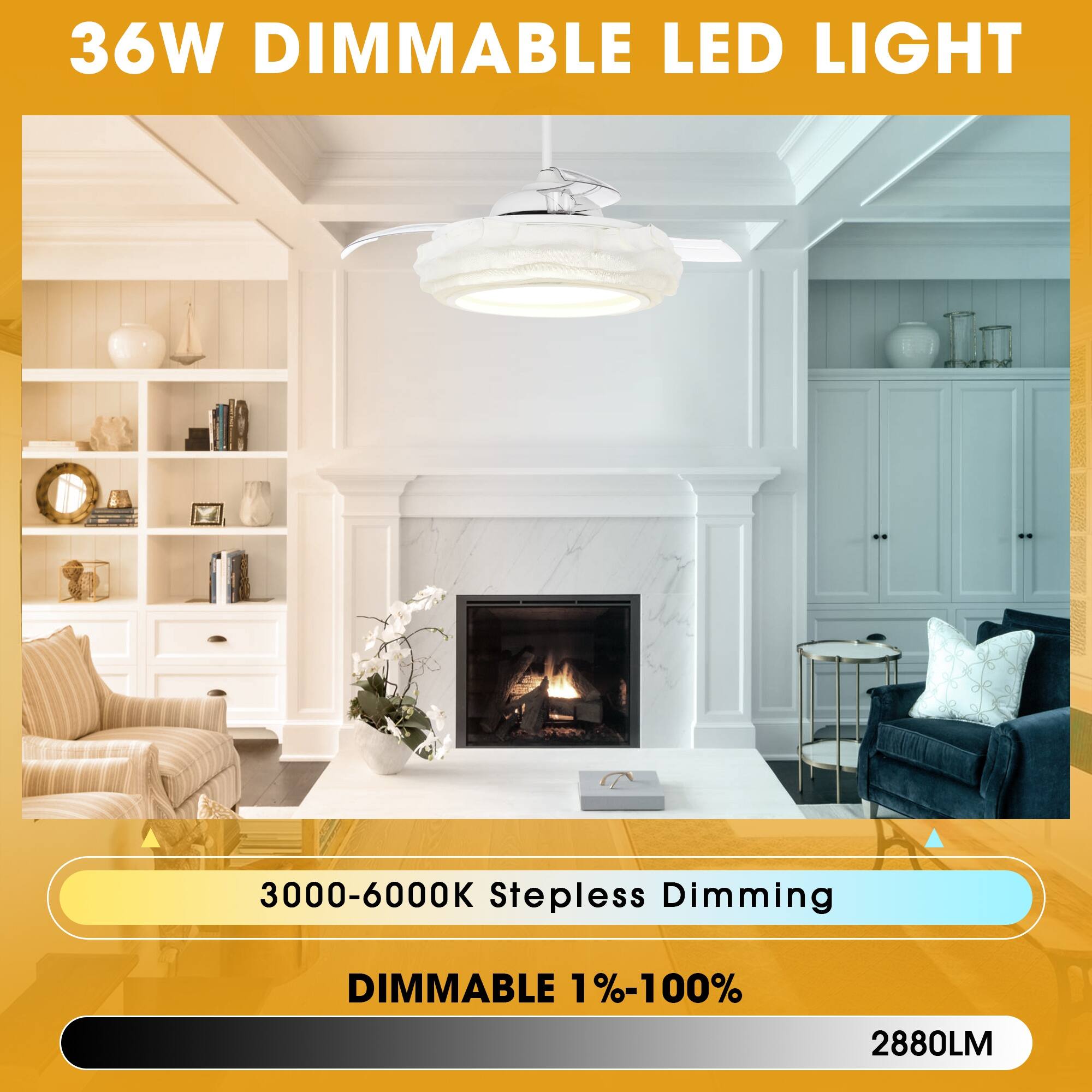 36W DIMMABLE LED LIGHT

3000-6000K Stepless Dimming

DIMMABLE 1%-100%

2880LM