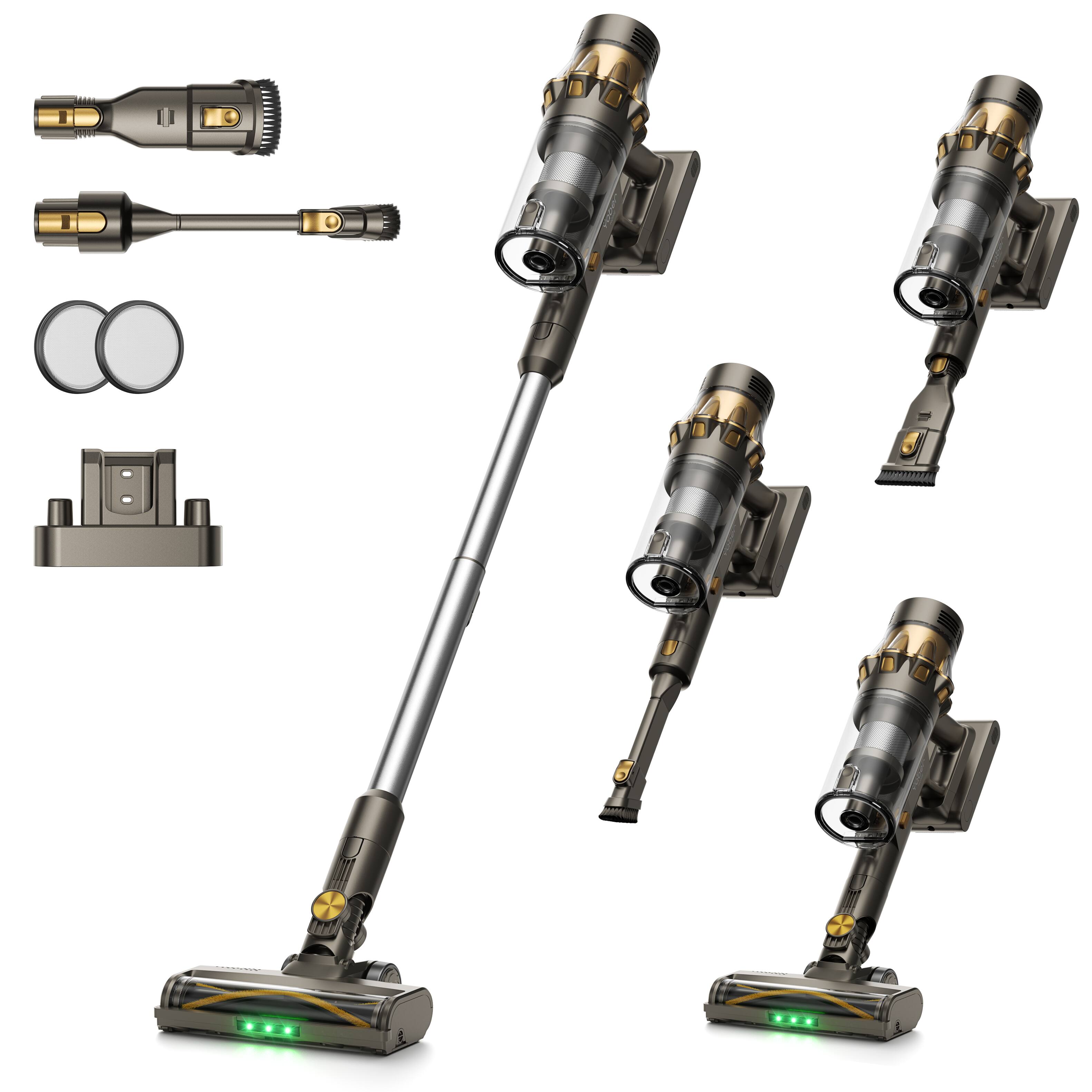 Back. Yaber - HP20 Cordless Vacuum Cleaner, 180AW Strong Suction, 500W Motor, 65 Mins Runtime, H13 HEPA, 1.69KG Ultra-Light - Black Gold.
