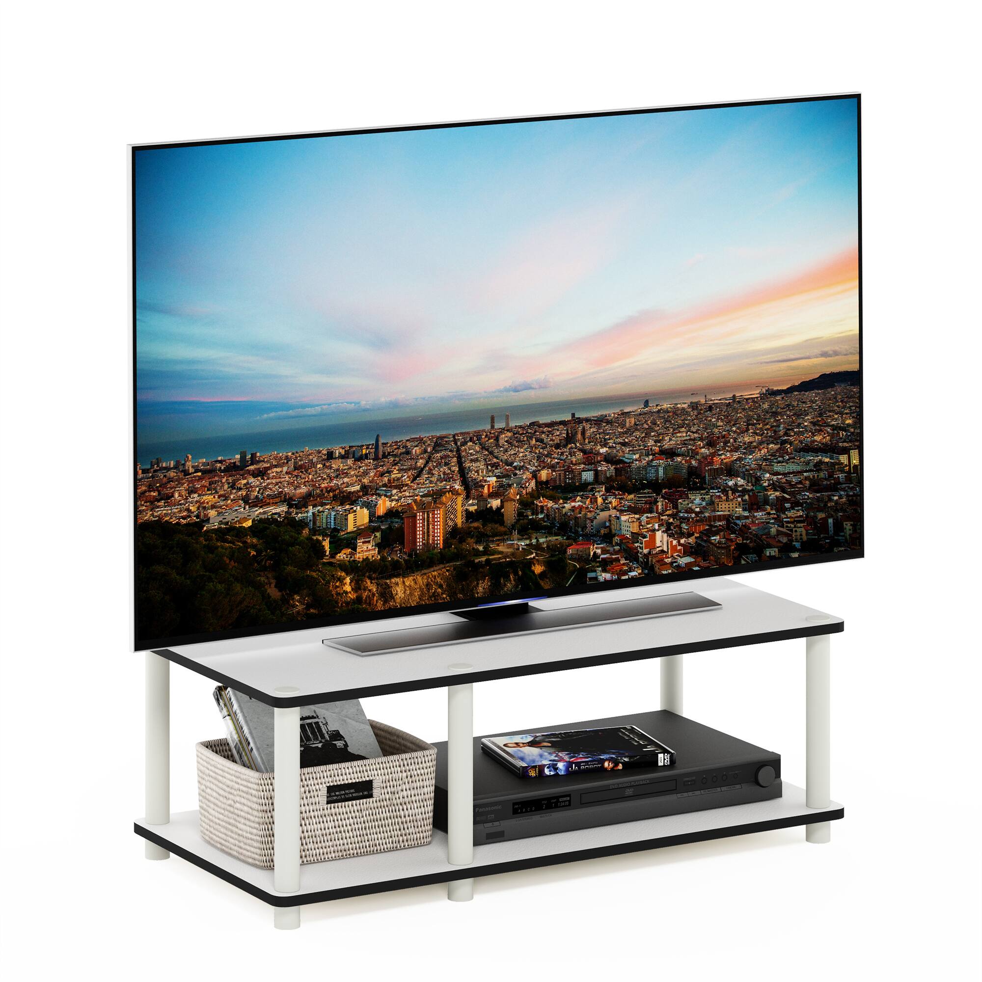 Alt View 3. Furinno - Just No Tools Mid TV Stand, Tube - White/White.