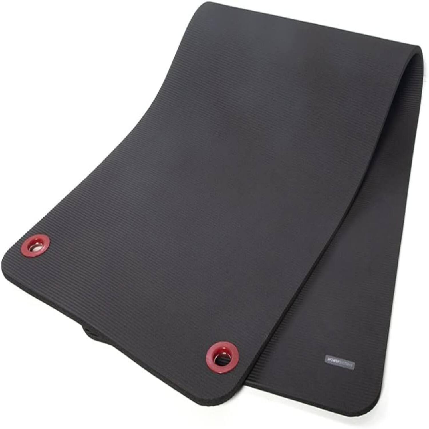 Front. Power Systems - Premium Hanging Exercise Mat, 56" x 23" x 0.63" Thick Foam Yoga Mat - Jet Black.