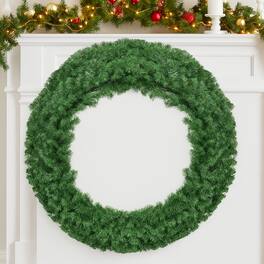 BreeBe - Christmas Wreath 48in Prelit Cordless with Built-in Lights - Green