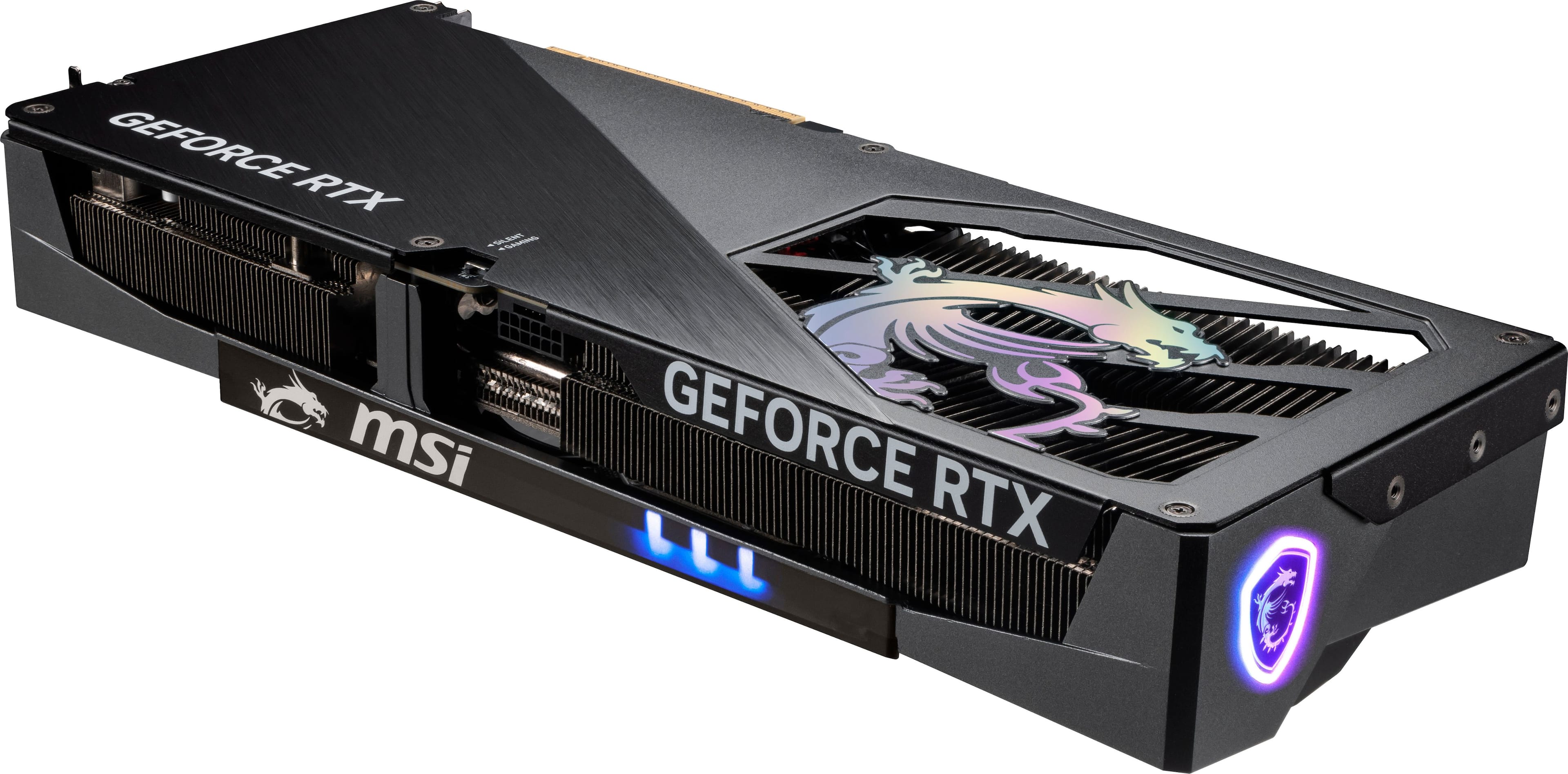 The text on the image reads "GEFORCE RTX - msi GEFORCE RTX." This is a description of the graphics card, which is a NVIDIA GeForce RTX model. The "msi" refers to the manufacturer of the graphics card.