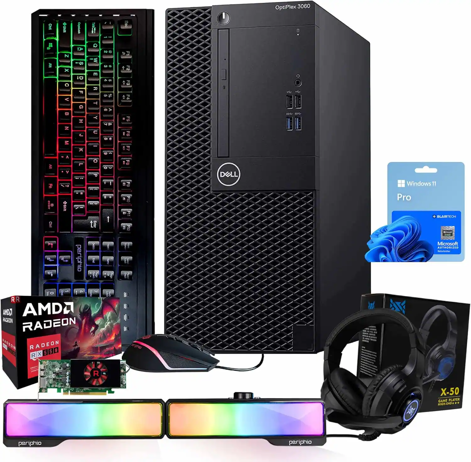 OptiPlex 3060  
DELL  
Windows 11 Pro  
Microsoft Authorized  
AMD Radeon RX 560  
periphio  
X-50 Game Player Headset  
periphio