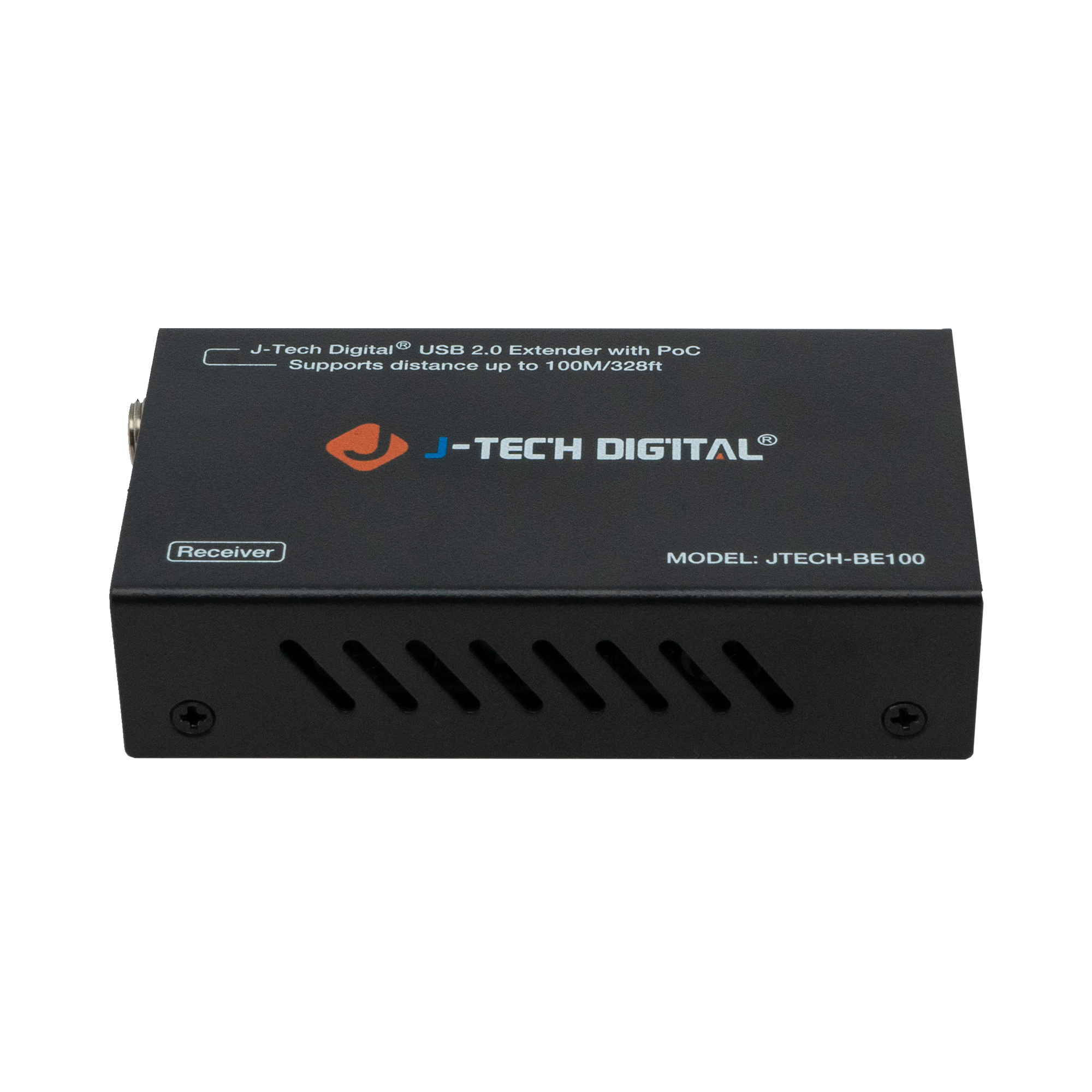 J-Tech Digital USB 2.0 Extender with PoC Supports distance up to 100M/328ft
J-TECH DIGITAL Receiver
MODEL: JTECH-BE100