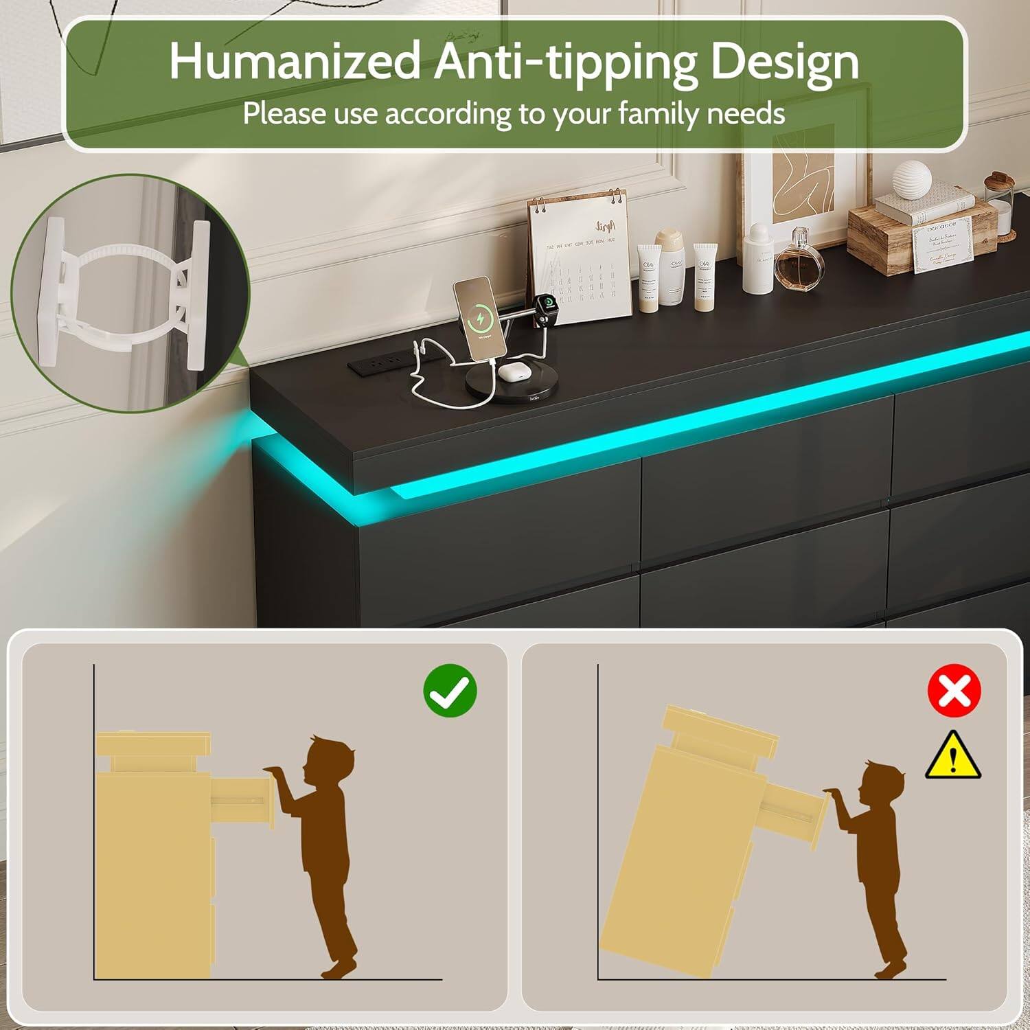 Humanized Anti-tipping Design  
Please use according to your family needs