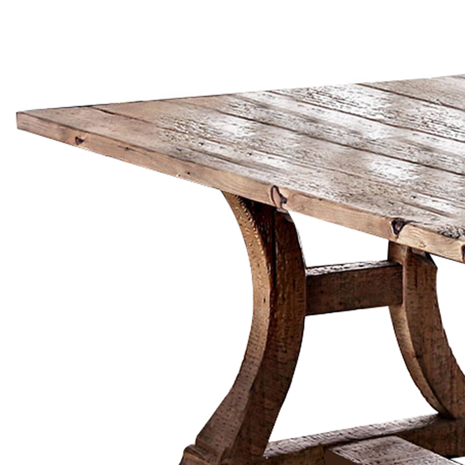 Alt View 3. Manhattan Lane - Wooden Dining Table with Curved Pedestal Base, Brown - Brown.