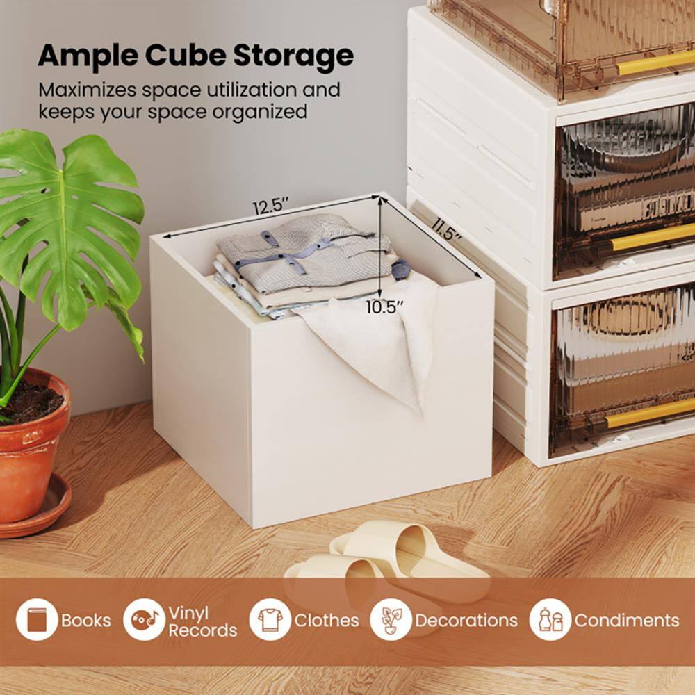 Ample Cube Storage  
Maximizes space utilization and keeps your space organized  

12.5" x 11.5" x 10.5"  

Books  
Vinyl Records  
Clothes  
Decorations  
Condiments