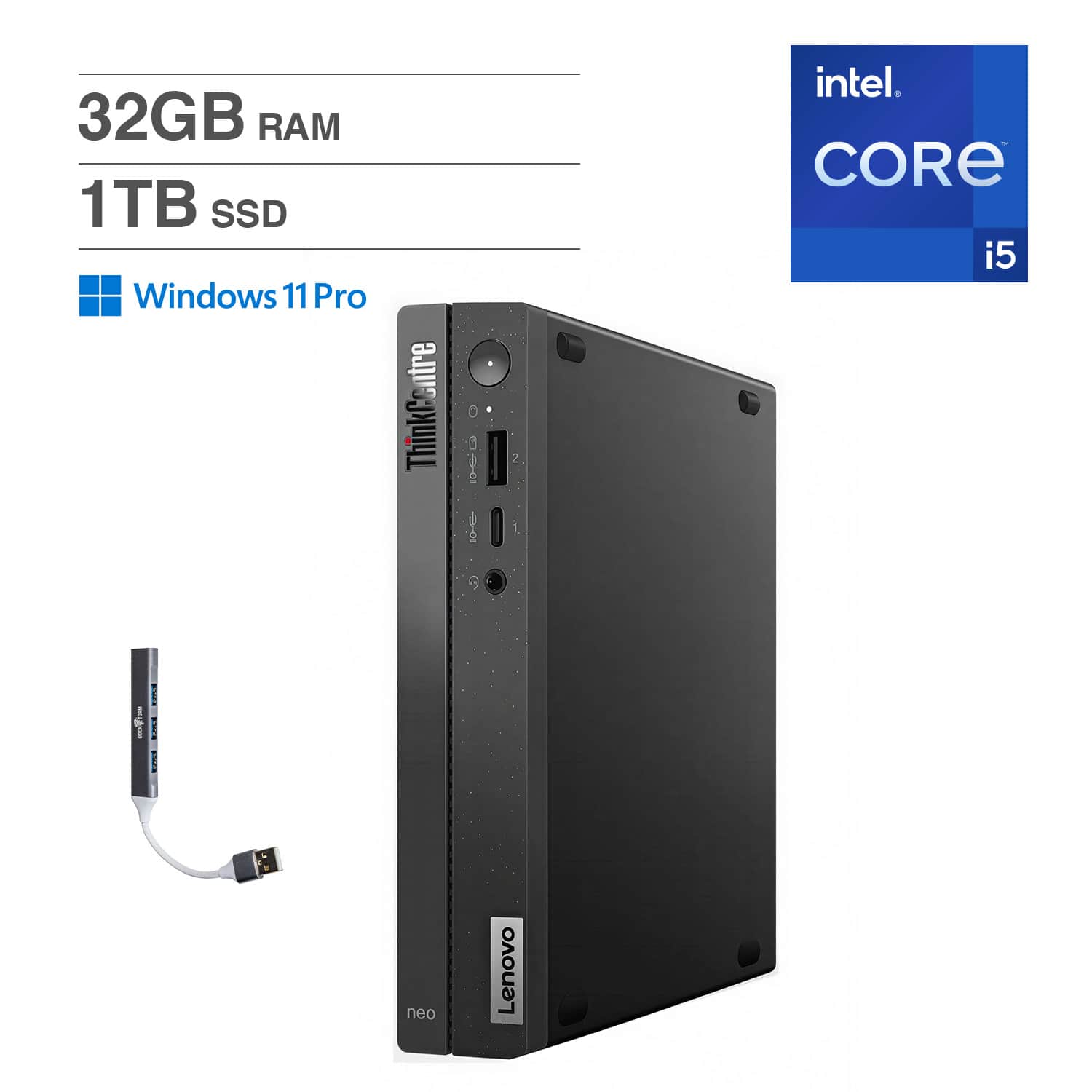 32GB RAM  
1TB SSD  
Windows 11 Pro  
Intel Core i5  
Lenovo ThinkCentre neo