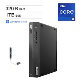 Lenovo - ThinkCentre Mini Desktop (i5-13420H, 32GB, 1TB SSD, UHD, Win 11 Pro ) - Black