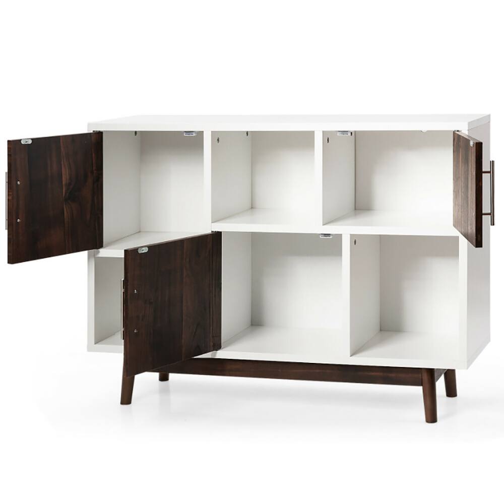 Alt View 5. Pefilos - Wood Display Sideboard Storage Cabinet with Storage Compartments, Mid Century Modern TV Stand for Living Room Bedroom - White.