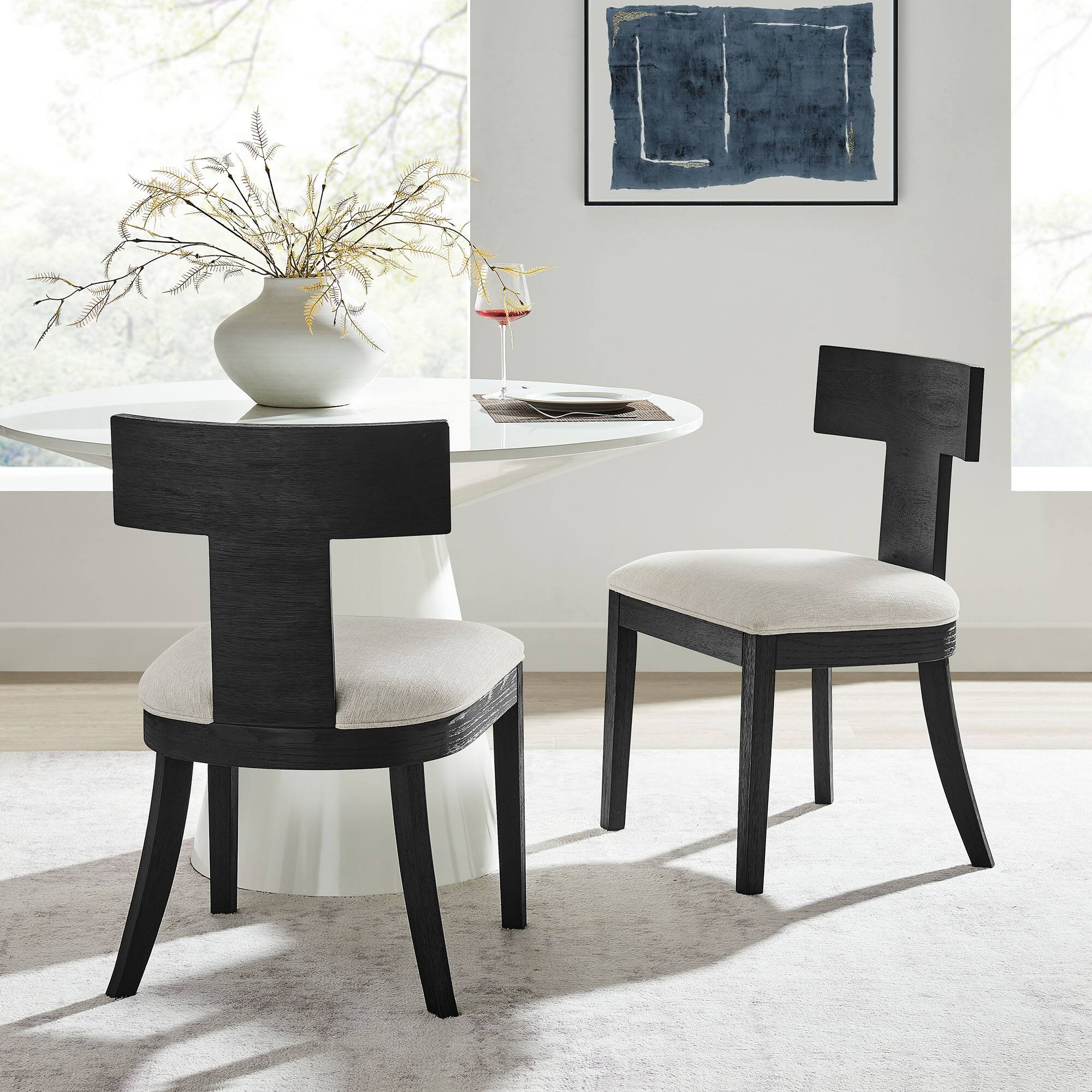 Alt View 5. Modway - Peregrine Wood and Fabric Upholstered Dining Chairs Set of 2 by Modway - White.