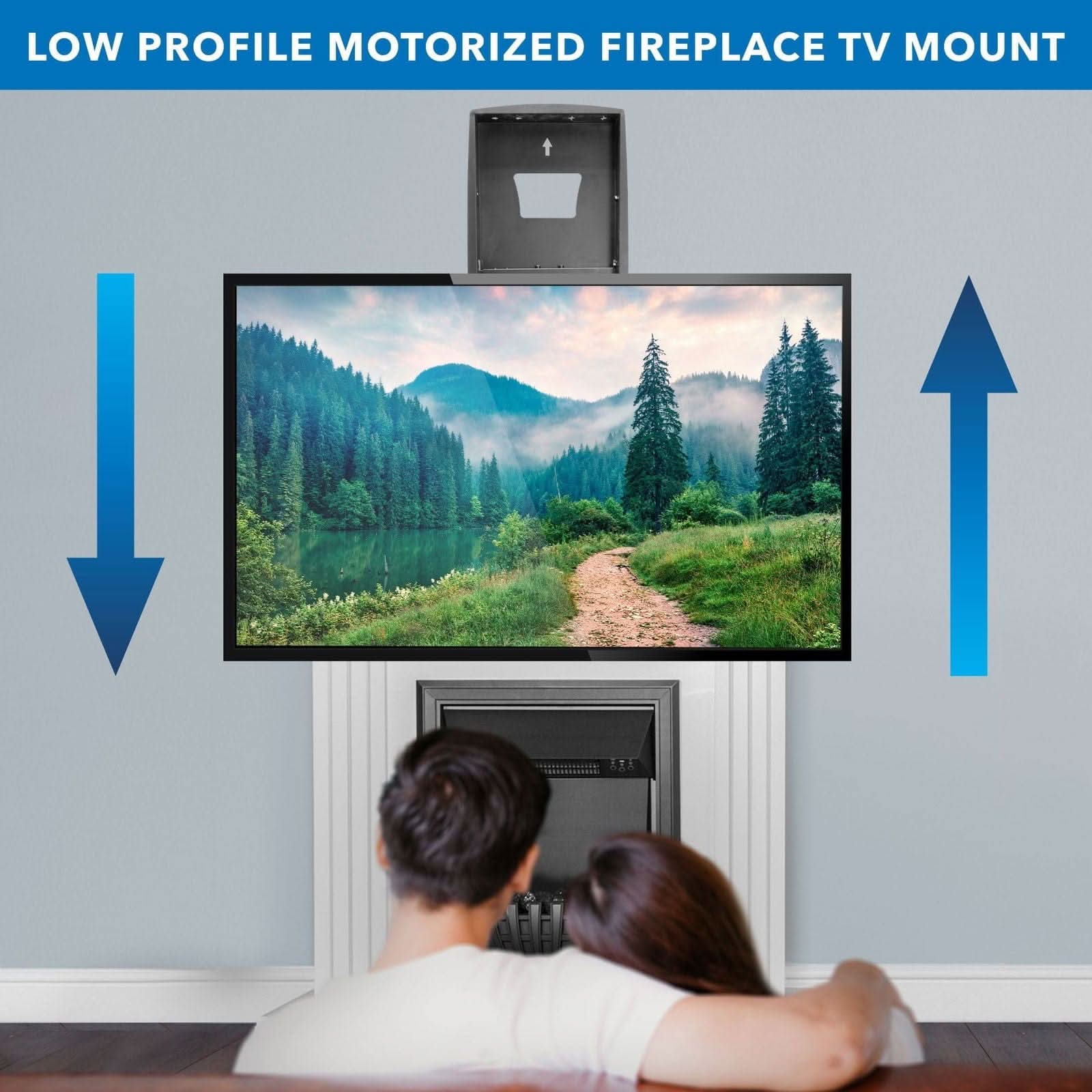 LOW PROFILE MOTORIZED FIREPLACE TV MOUNT