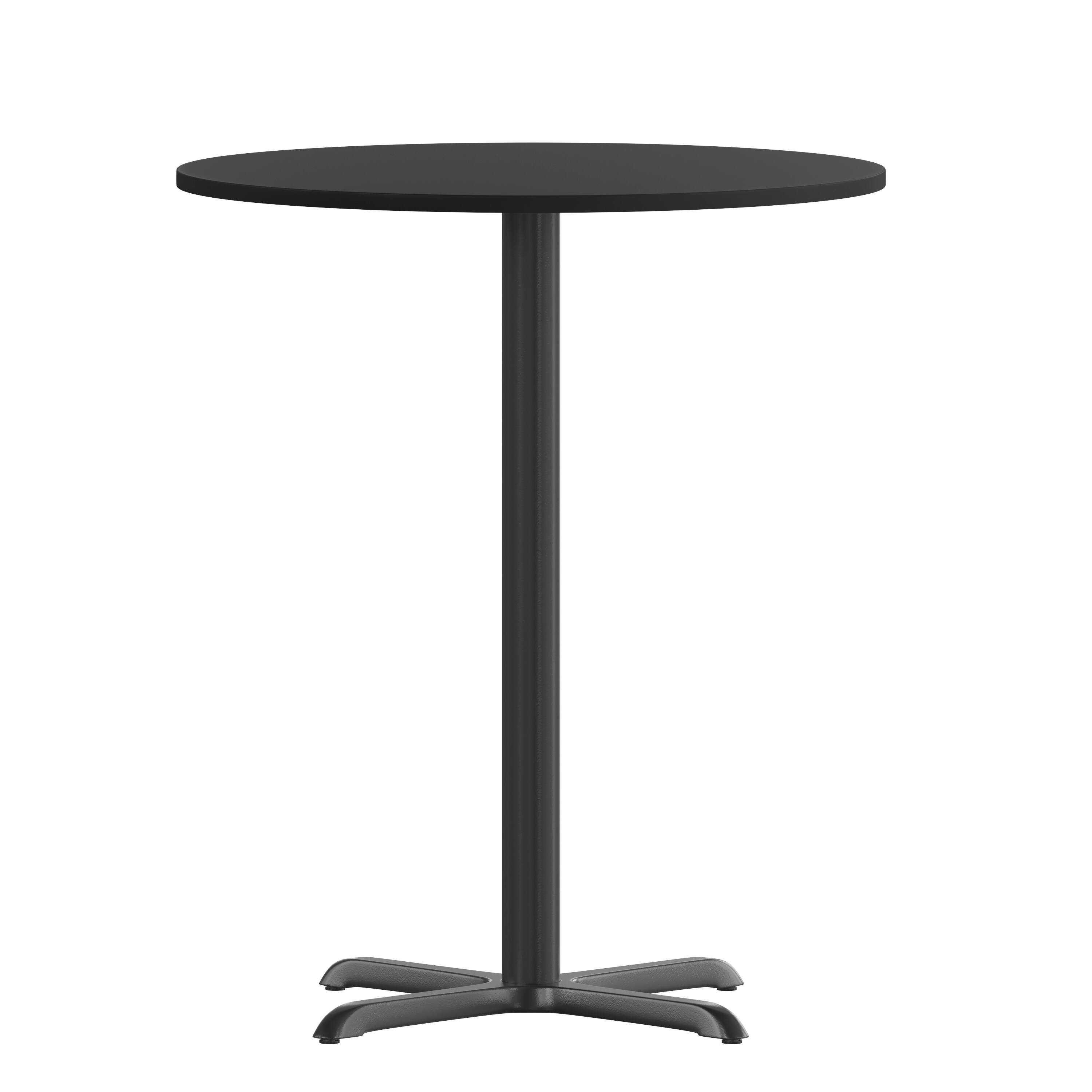 Emma + Oliver - 30" Round Laminate Table Top with 22"x22" Bar Height Table Base - Black