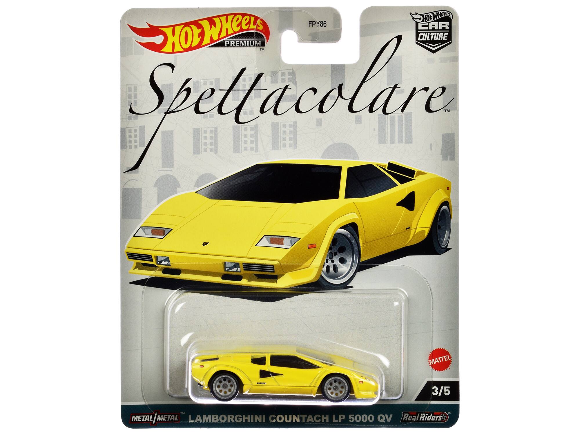 HOT WHEELS PREMIUM CAR CULTURE IM Spettacolare MATTEL 3/5 TM METAL | METAL METAL / METAL LAMBORGHINI COUNTACH LP 5000 QV Real Riders