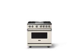 Viking - 36"W. 4 Burner Pro 5 Series 5.6 Cu. Ft. Freestanding Sealed LP Dual Fuel Convection Range/Griddle - Pure White - Pure White