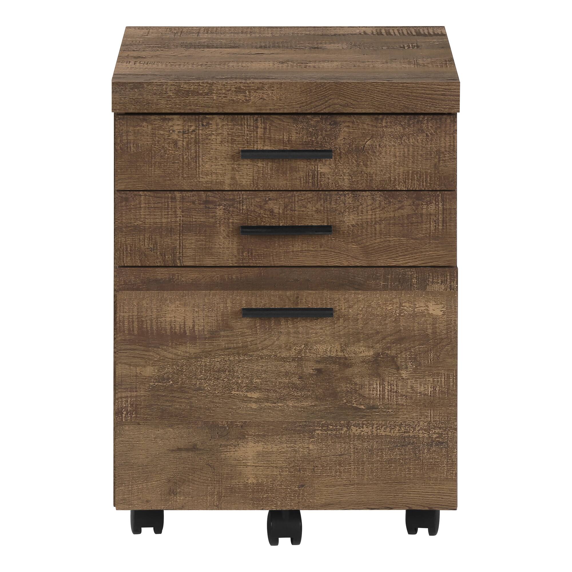 Back. APRILSOUL - File Cabinet, Rolling Mobile, Storage Drawers, Printer Stand, Office, Work, Brown Laminate, Contemporary, Modern.