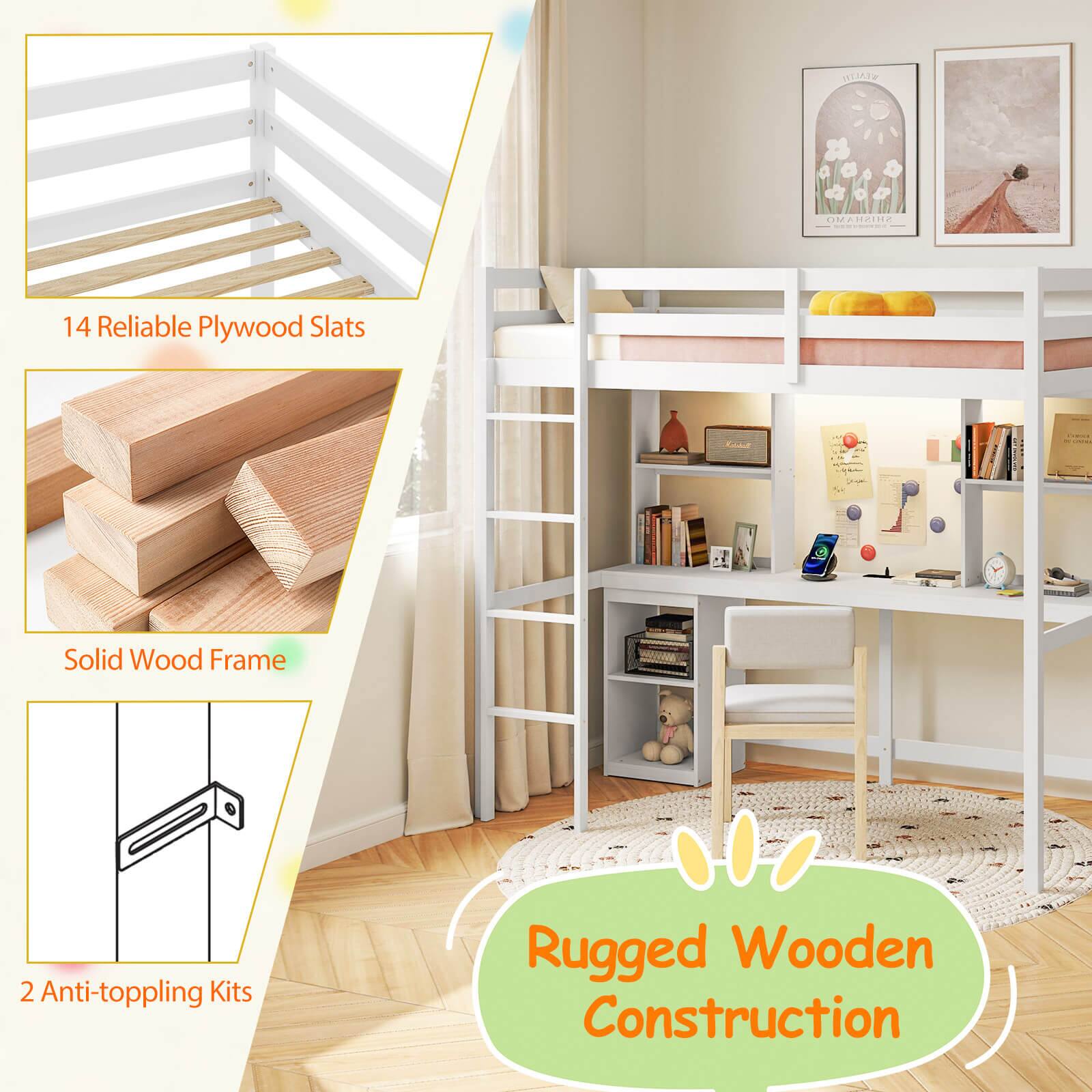 Rugged Wooden Construction: 14 Reliable Plywood Slats, Solid Wood Frame, 2 Anti-toppling Kits