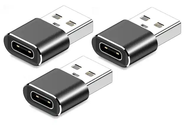 Front. Entronix - Entronix USB-A to USB-C Adapter - 3-Pack for Seamless Connectivity with iPhone, Android, and Laptops - Black.
