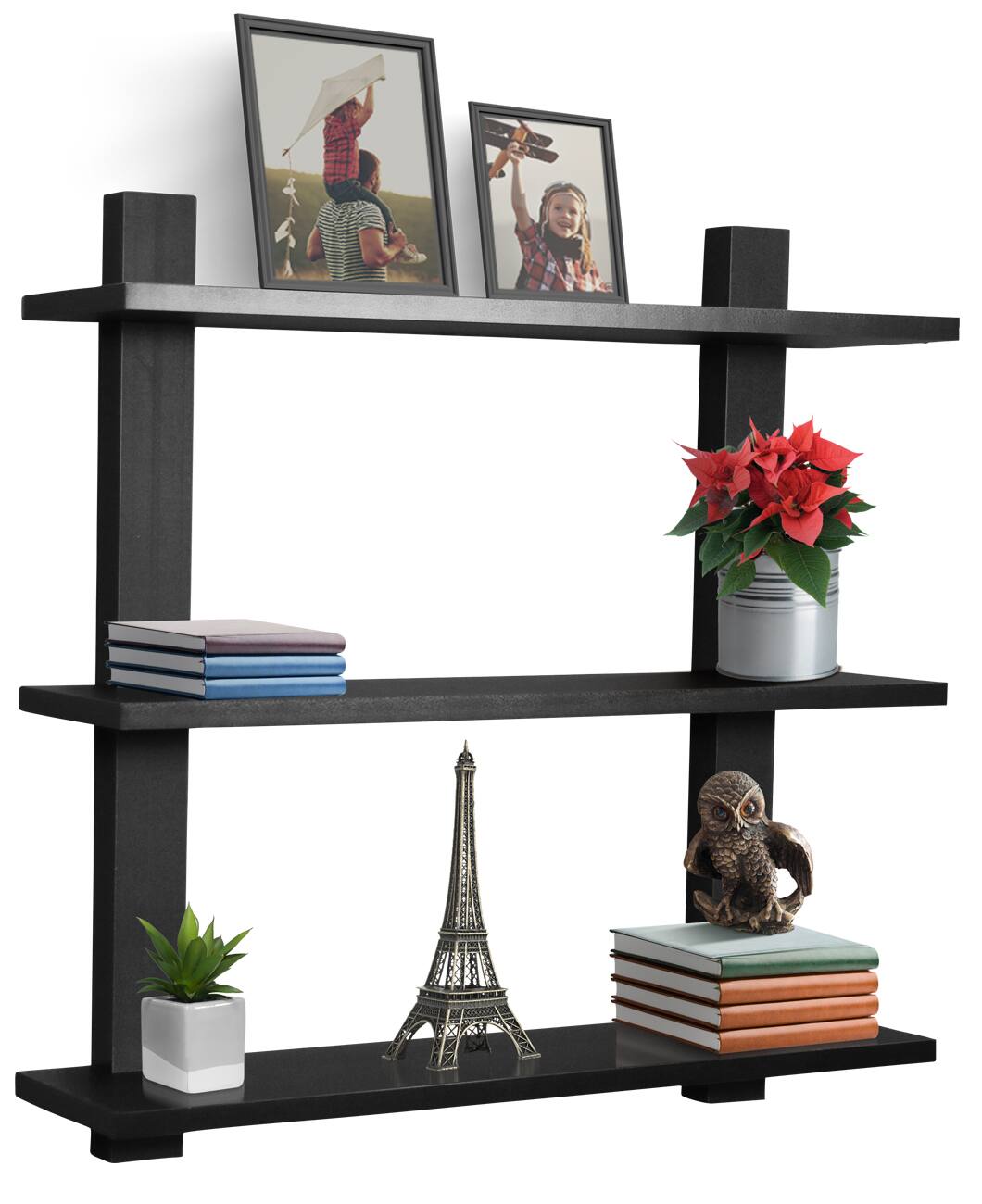 Alt View 1. Sorbus - Sorbus Bathroom Shelves - 3-Tier Wall Mounted Floating Shelves for Books, Trophies, Wall Décor - Black.