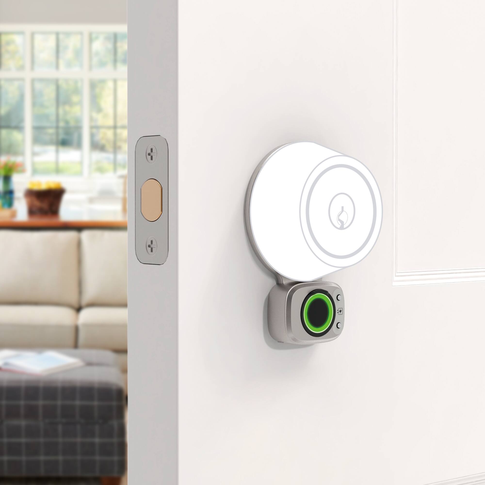 Alt View 13. Lockly - Flex Touch Pro Retrofit Smart Lock - Satin Nickel.