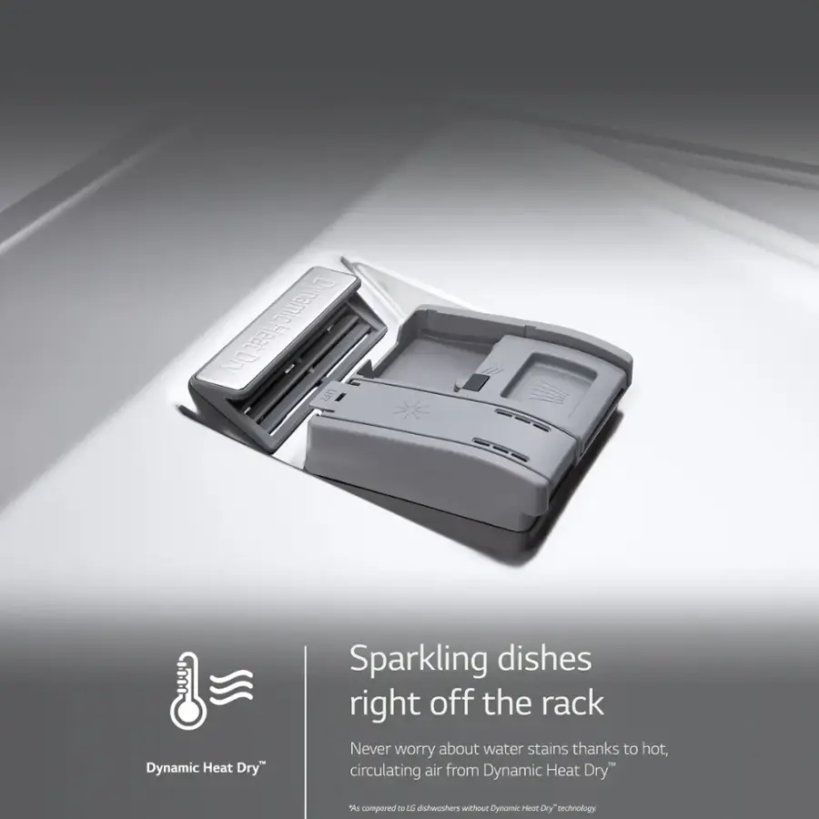 "Dynamic Heat Dry" Sparkling dishes right off the rack Never worry about water stains thanks to hot, circulating air from Dynamic Heat Dry technology compared to 53T Schwesher without Dynamic Heat Dry technology.