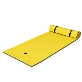 Gymax - 87'' x 36'' 3-layer Floating Pad Mat Water Sports Recreation Relaxing Yellow - Yellow + Black