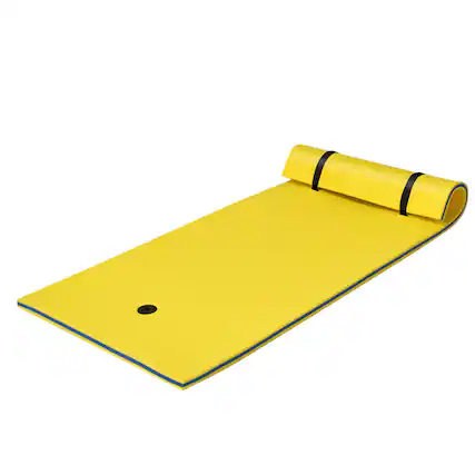 Front. Gymax - Gymax 87'' x 36'' 3-layer Floating Pad Mat Water Sports Recreation Relaxing Yellow - Yellow + Black.