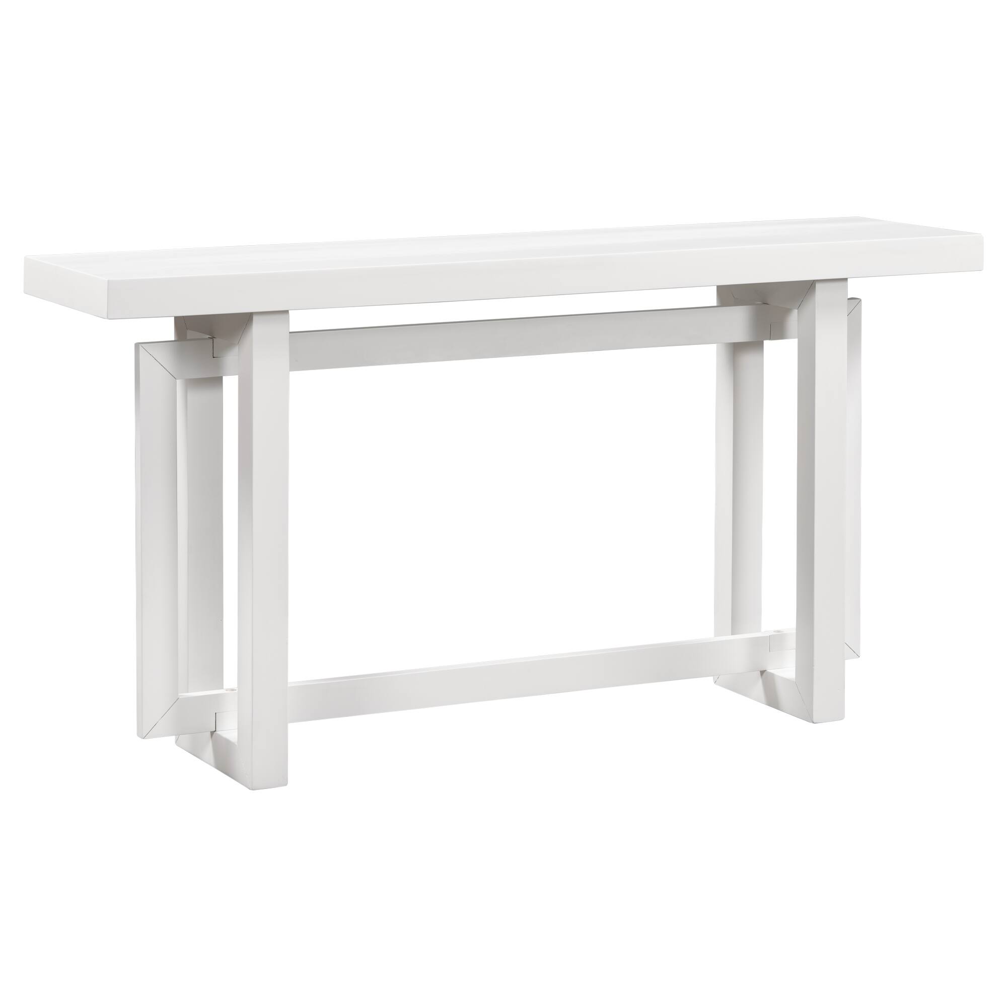 Angle. Whisen - 59.1-Inch Console Table, Extra Long Entryway Table with Solid Pine Wood Legs-White - White.