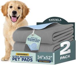 Katziela - Quick-Drying Washable Pee Pads for Dogs With Hook & Loop Rectangular - Gray