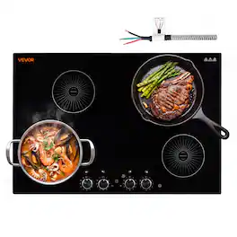 VEVOR - Induction Cooktop 30inch 4 Burners Built-in Electric Stove 220V 7200W, Low-Power Continuous Heating - Black