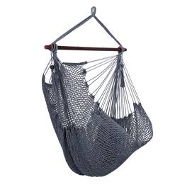 Gymax - Caribbean Hammock Chair Large Soft-Spun Hanging Chair w/ Metal Spreader Bar - Gray