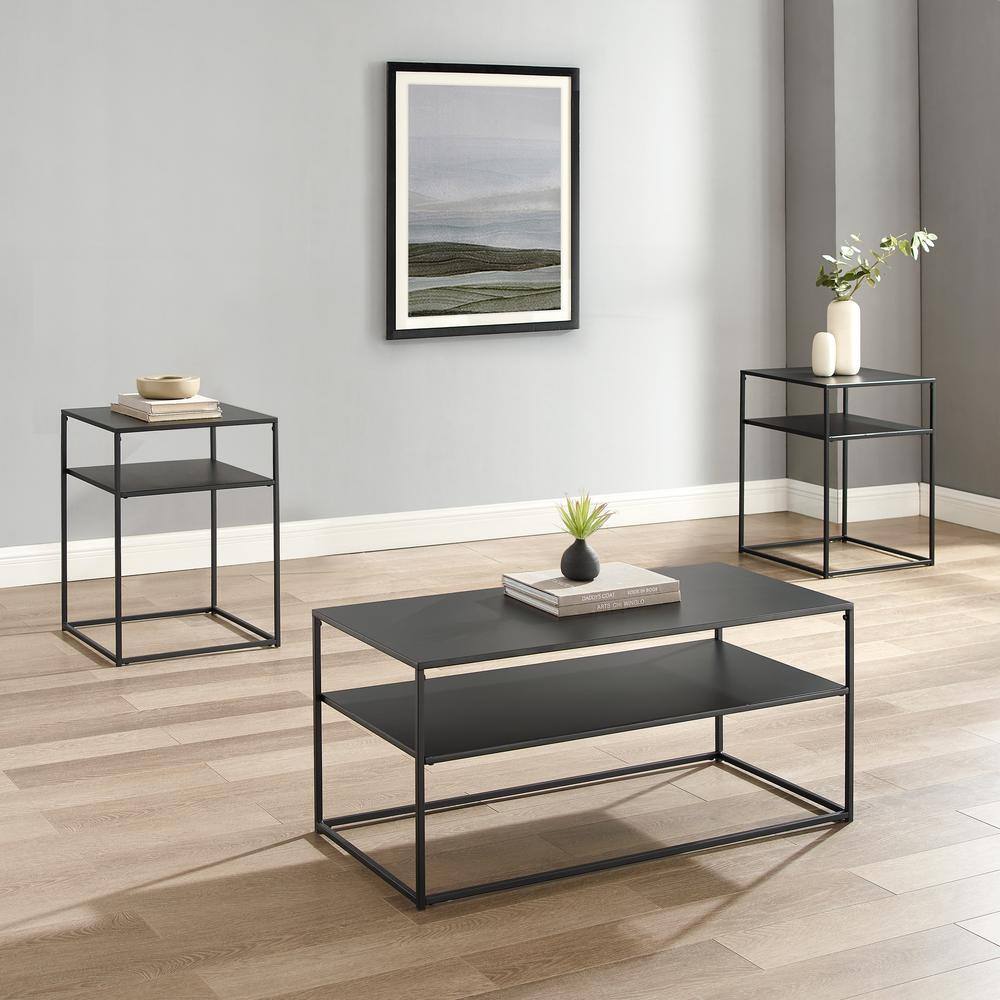 Alt View 7. Crosley Furniture - Braxton 3-Piece Coffee Table Set - Coffee Table & 2 End Tables - Matte Black.