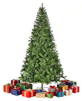 SKONYON - 6.4ft Artificial Christmas Tree with 864 Branch Tips and Metal Stand - Green