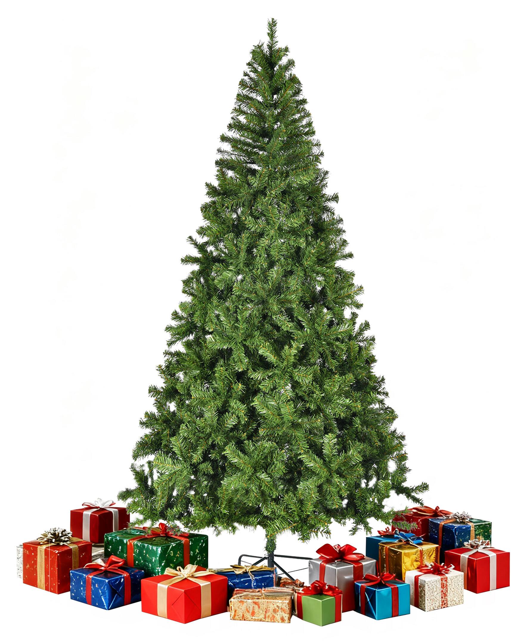 Front. SKONYON - 6.4ft Artificial Christmas Tree with 864 Branch Tips and Metal Stand - Green.