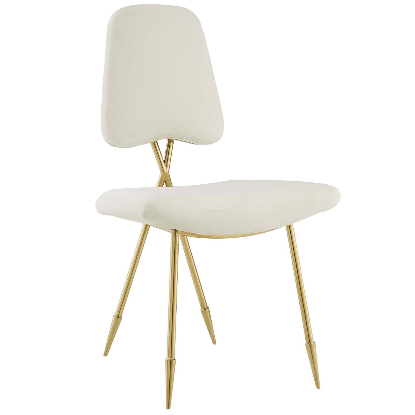 Angle. Modway - Ponder Performance Velvet Dining Side Chair by Modway - Ivory.