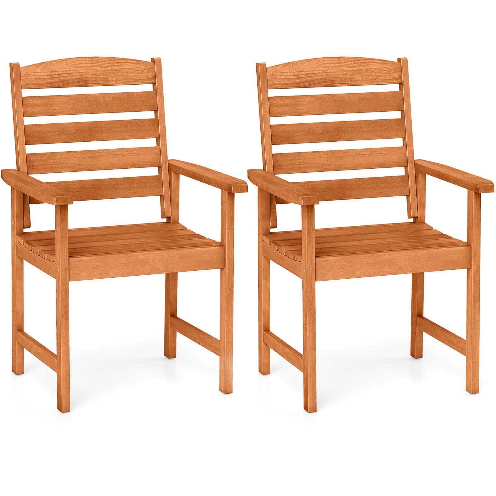 Costway - Patio Chairs Set of 2 with Inclined Backrests and Slatted Seats for Deck - Natural price history on PriceWatchPro