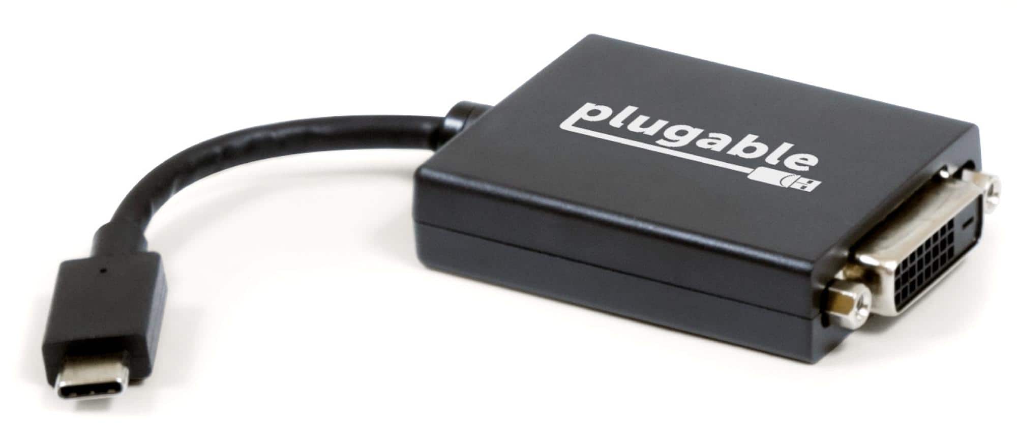 Plugable - Alt Mode Monitor Adapter - USB-C to DVI for Windows,Mac,Driverless - Black